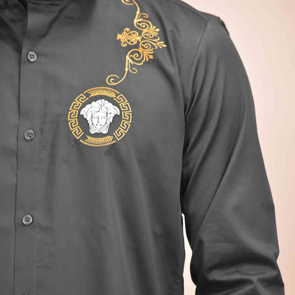 Versace Medusa Embroidered Black Premium Shirt-4