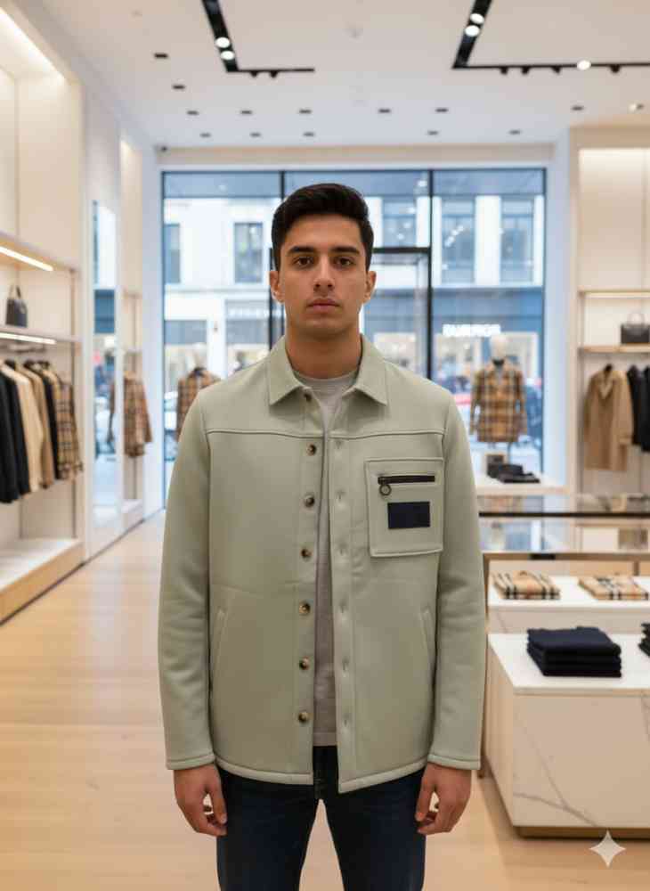 Grey Burberry Green Premium Quality Warm Shirt