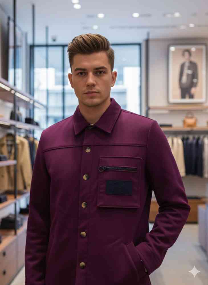 Purple Burberry Green Premium Quality Warm Shirt