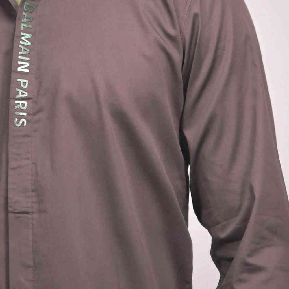 Balmain Brown Premium Luxury Cotton Shirt-4