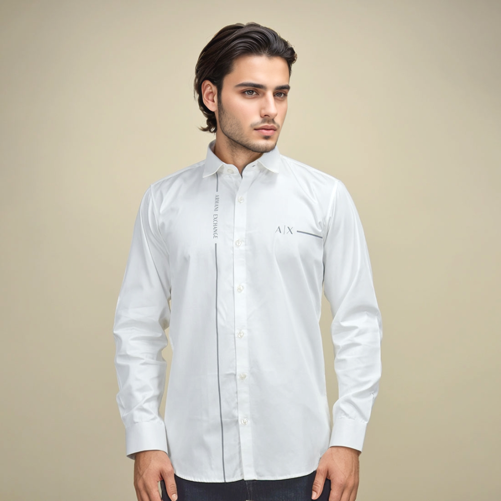 Armani Exchange Pipe logo White Premium Shirt-1