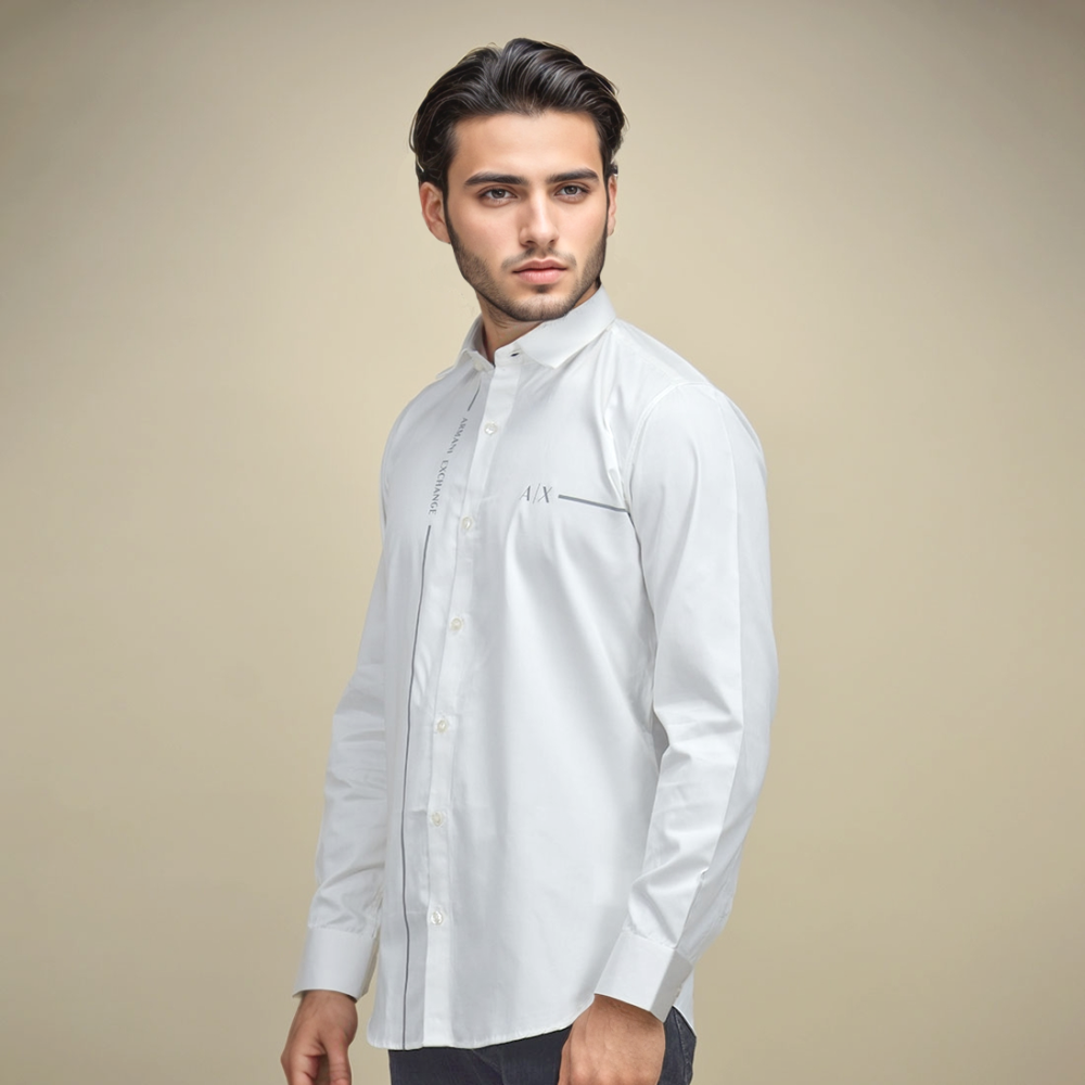 White Armani Exchange Pipe logo Black Premium Shirt