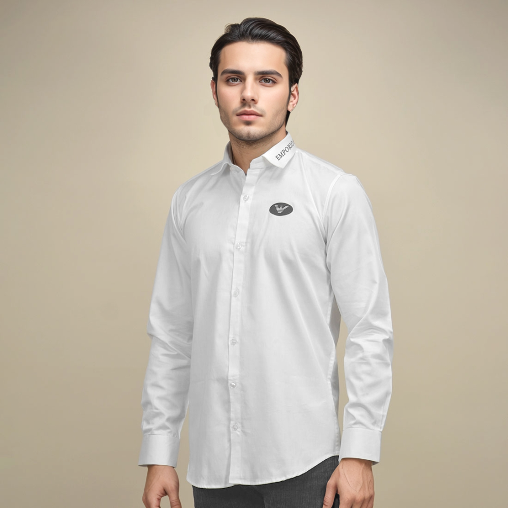 White Emporio Armani logo Print Black Premium Shirt