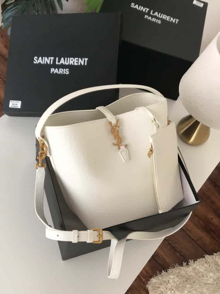 White YSL Wine Premium Quality Bucket Bag