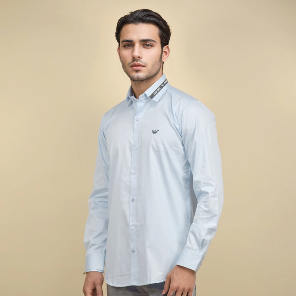 Sky Blue Emporio Armani Black Premium Cotton Shirt