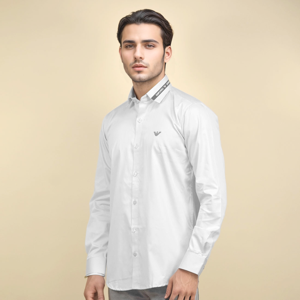 White Emporio Armani Black Premium Cotton Shirt