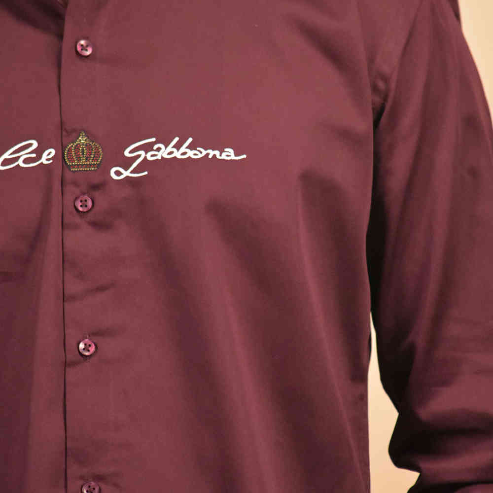 Dolce & Gabbana Wine Premium Cotton Shirt-4
