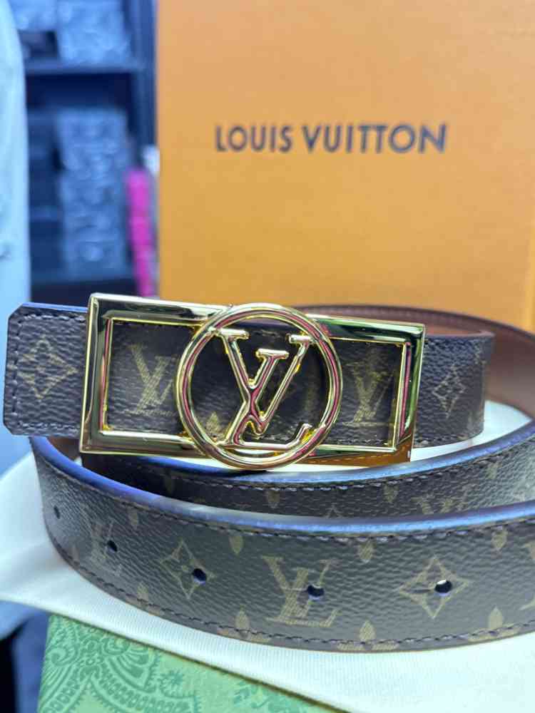 Louis Vuitton Brown & Golden Premium Quality Belt-3