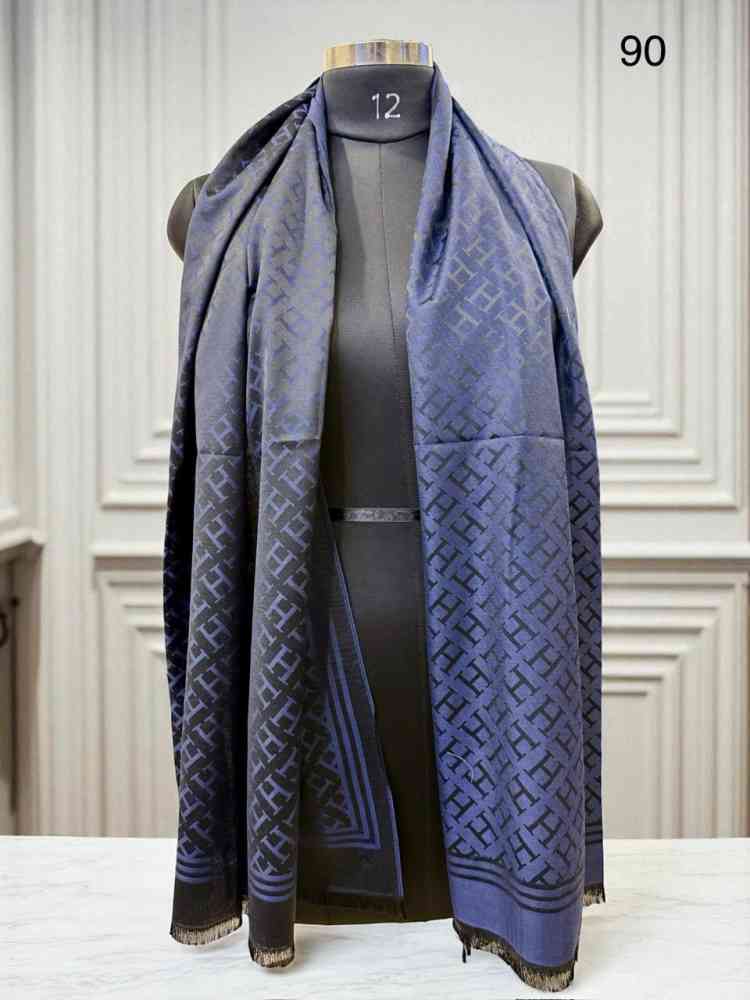 Blue Hermes Premium Quality Brown Woollen Reversible Stole