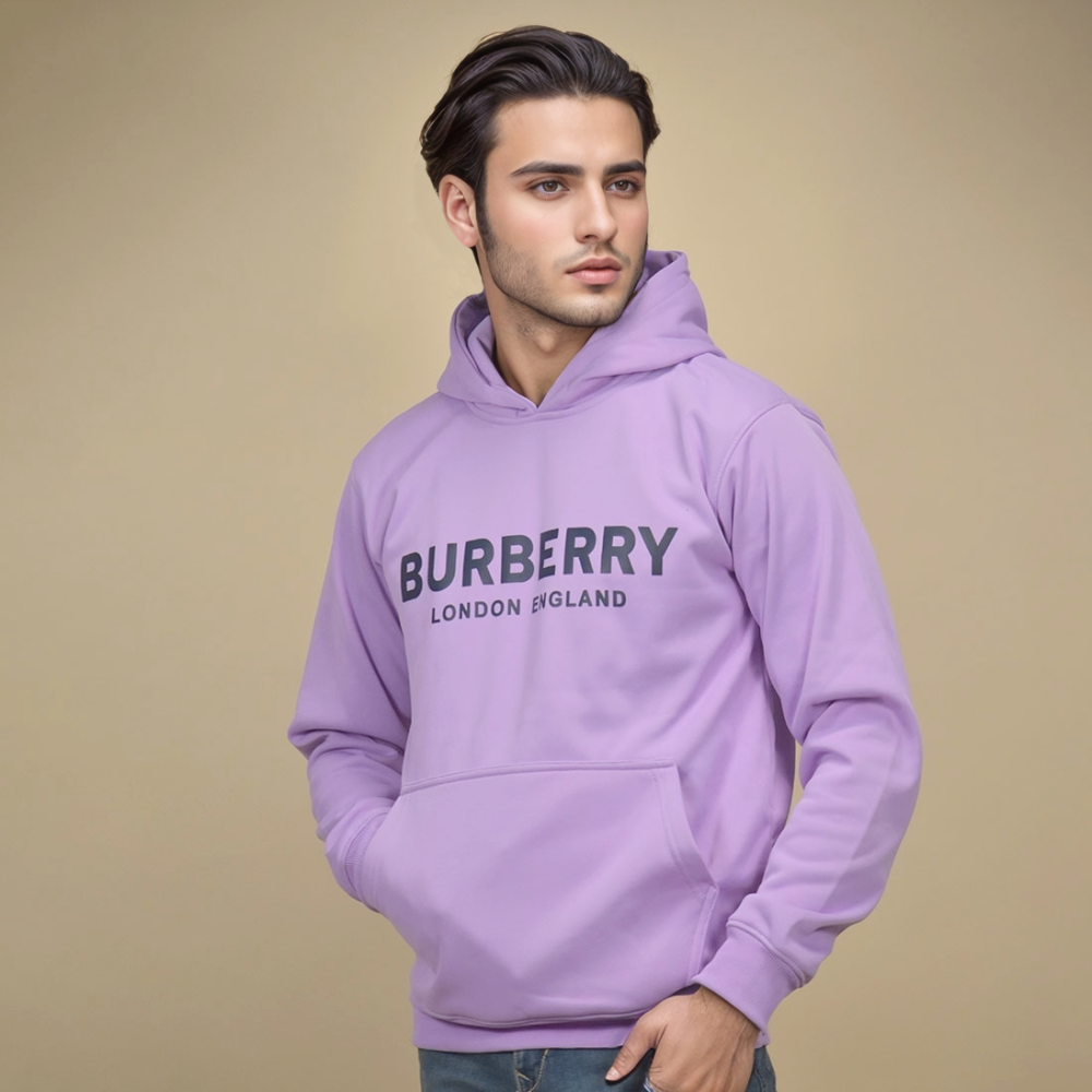 Purple Burberry Grey Premium Quality Hoodie