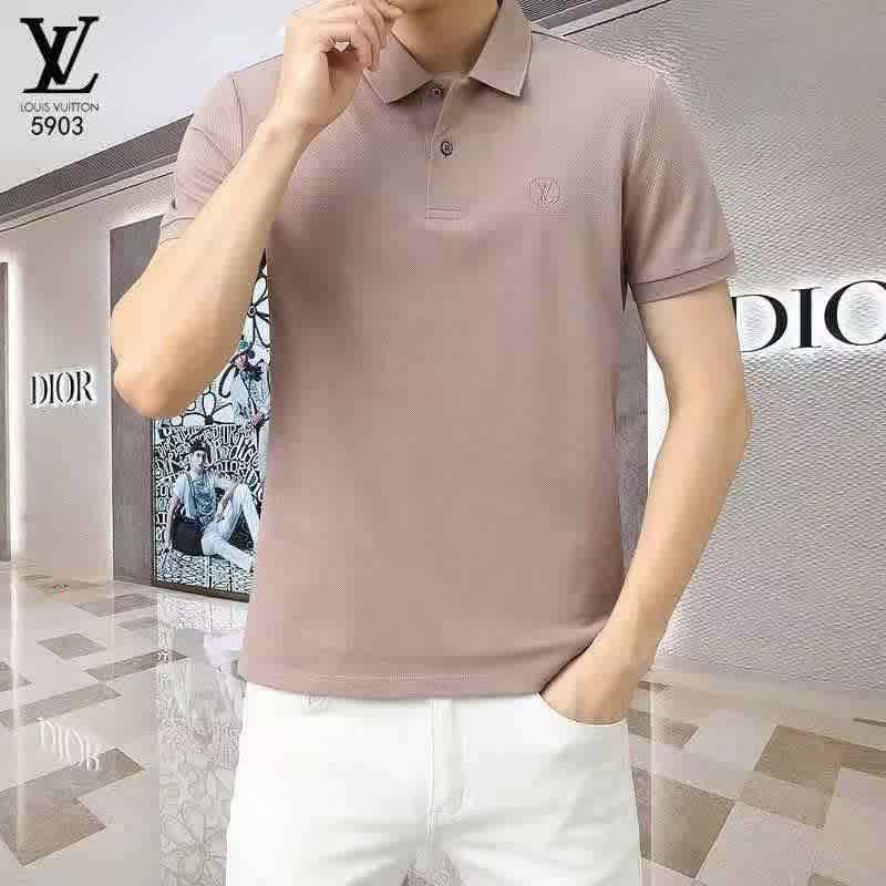 Beige Louis Vuitton White Embroidery Logo Premium T-shirt