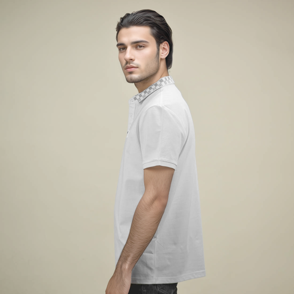 Louis Vuitton White Embroidery Logo Premium Polo T-shirt-thumb-2