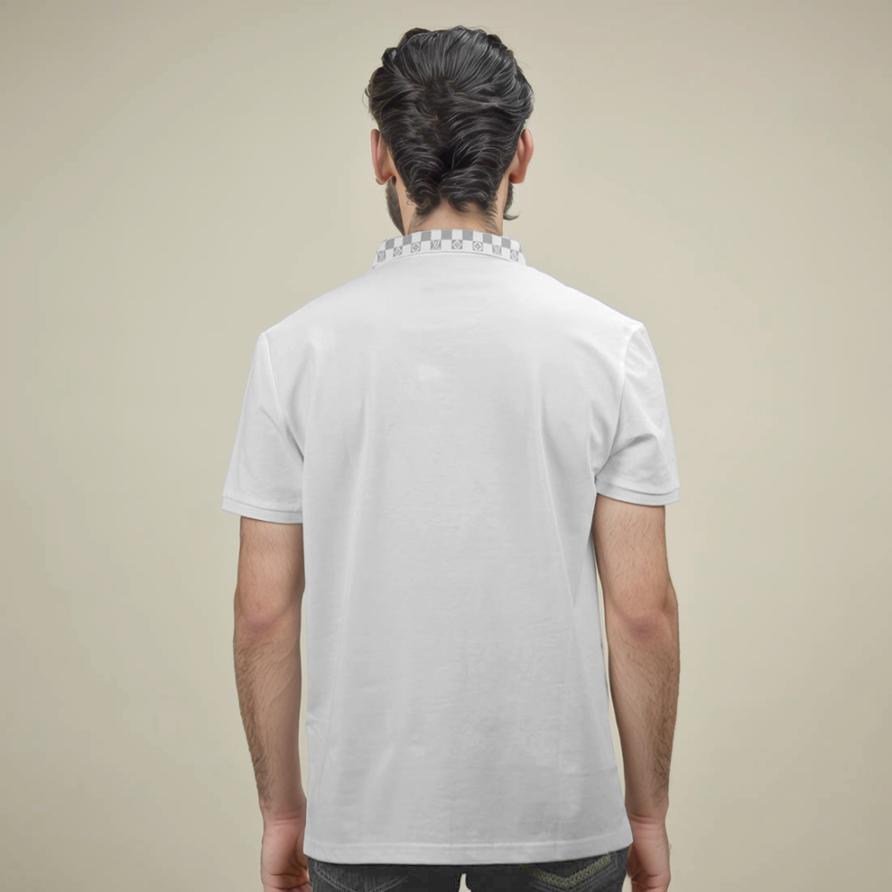 Louis Vuitton White Embroidery Logo Premium Polo T-shirt-thumb-3