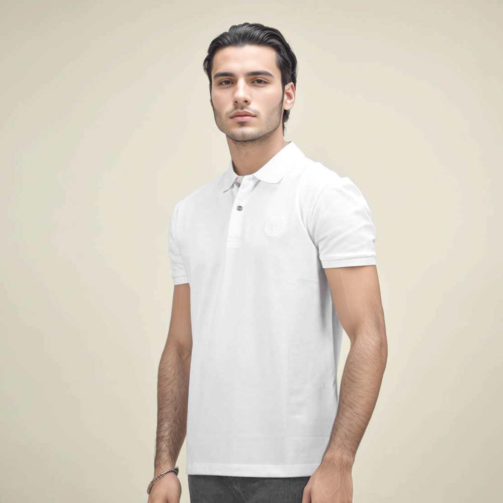 White Burberry Blue Premium Quality Polo Tees