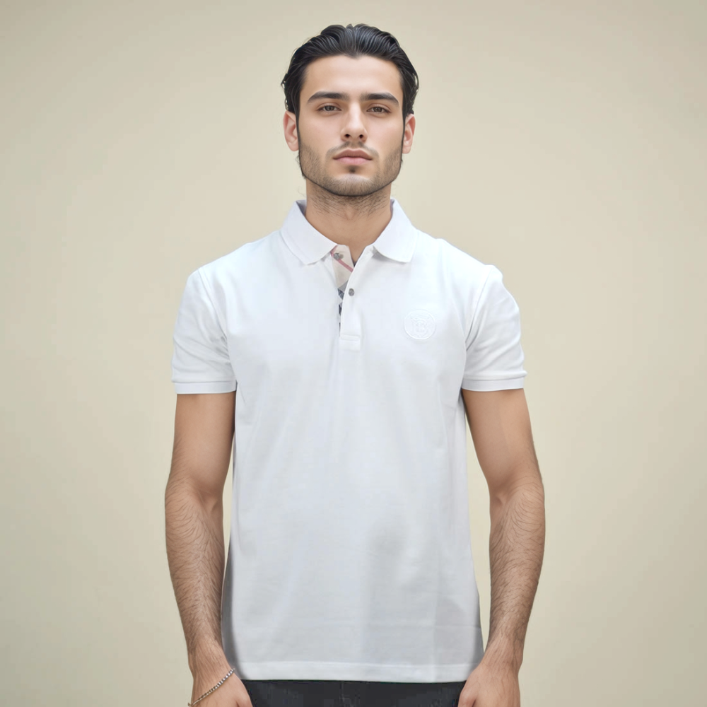 Burberry White Premium Quality Polo Tees-thumb-1