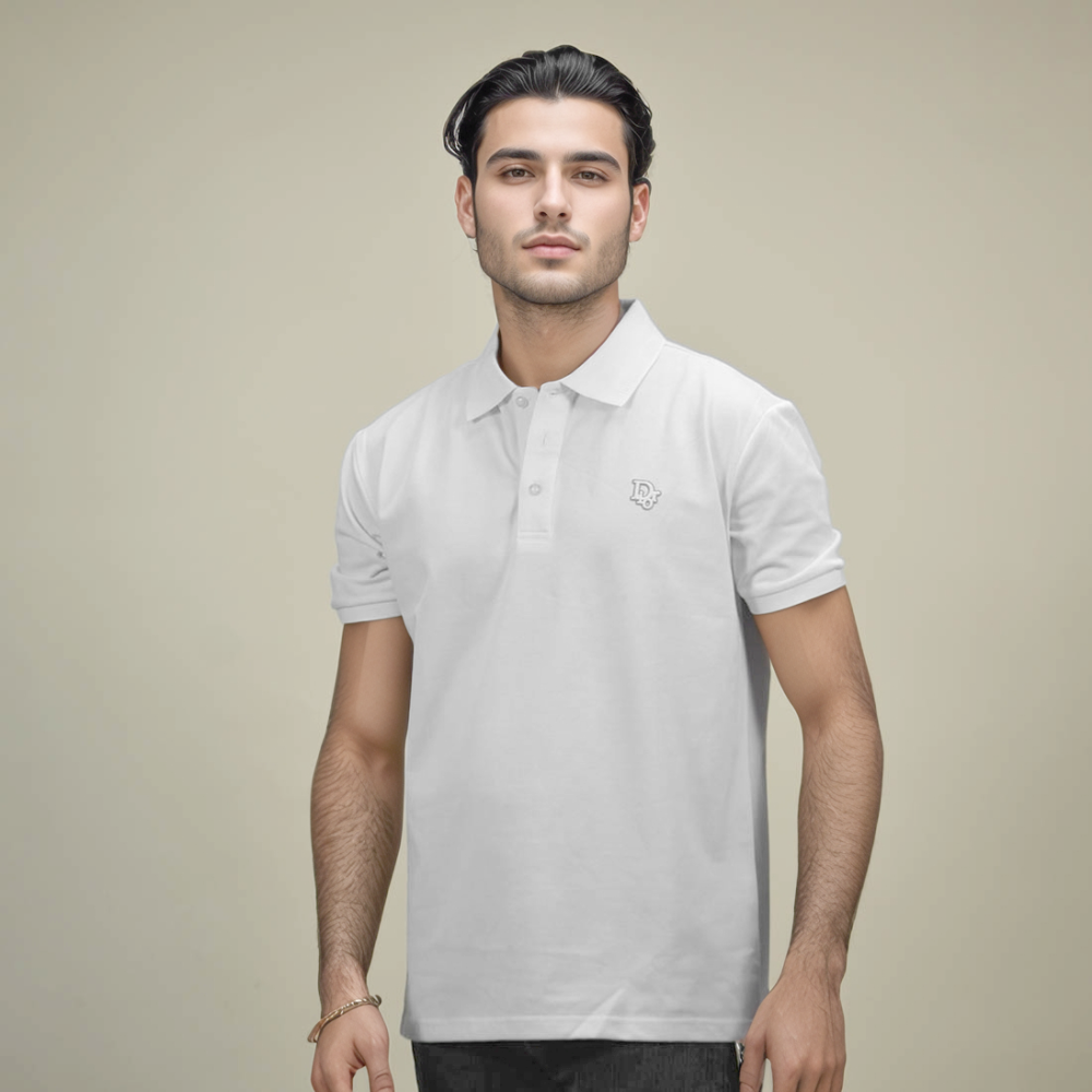 White Dior Navy Blue Premium Quality Polo Tees