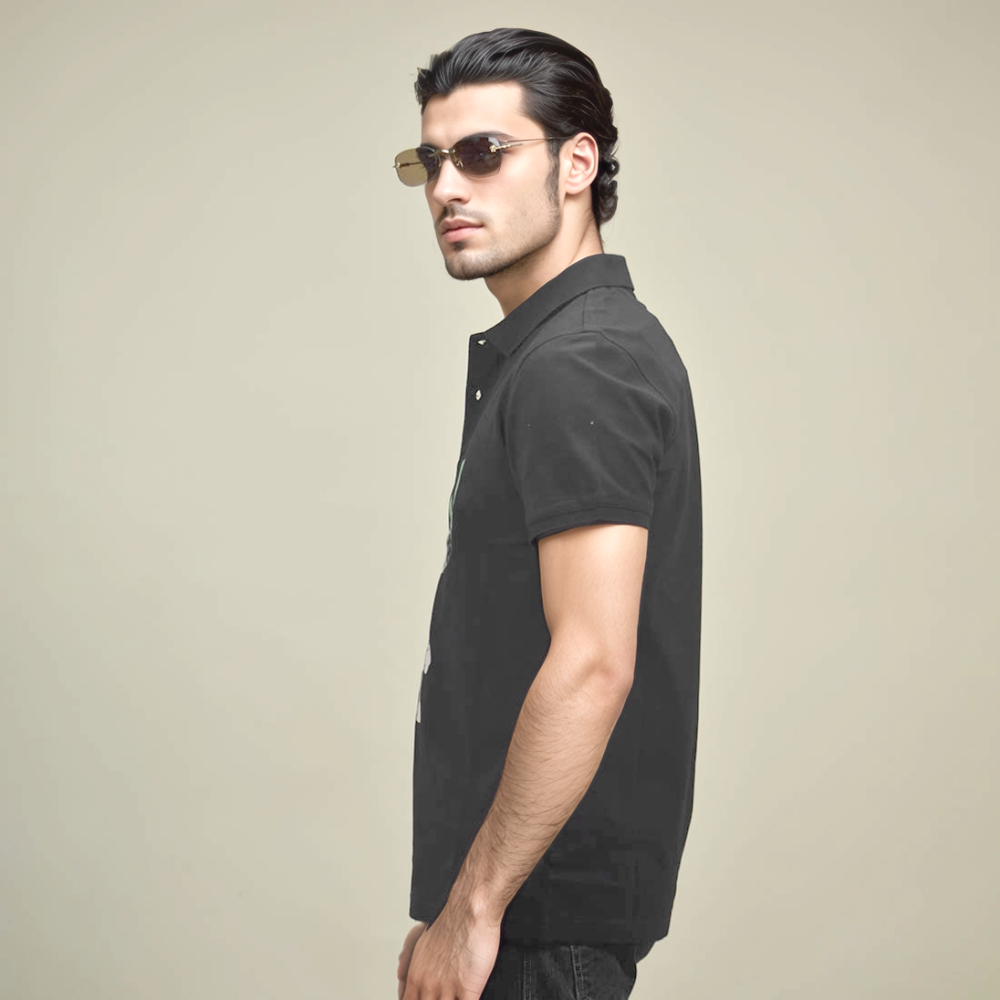 Louis Vuitton Teddy Print Black Premium Polo T-shirt-thumb-3