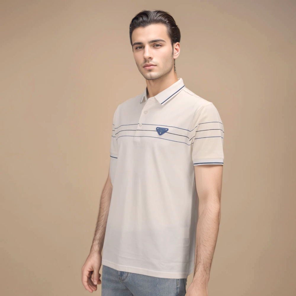 White Prada Black Re-Nylon Premium Quality Polo T-shirt