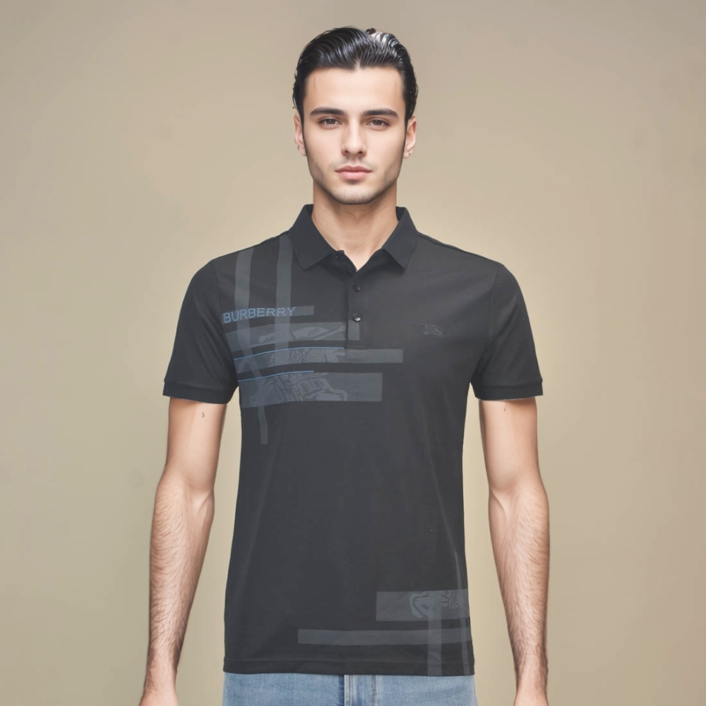 Burberry Black Premium Quality Polo Tees-1