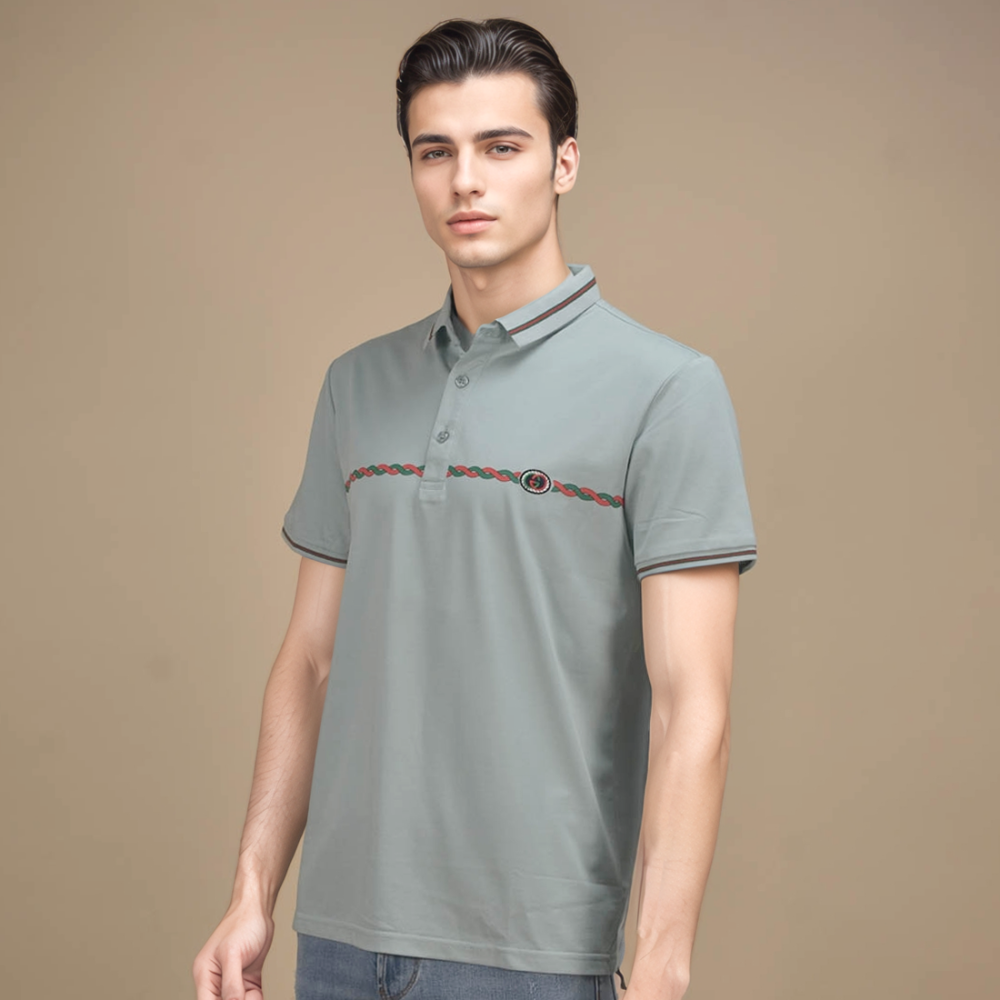 Light Green Gucci Black Premium Quality Polo T-shirt