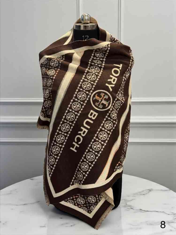 Brown Tory Burch Designer Black Woollen Stole