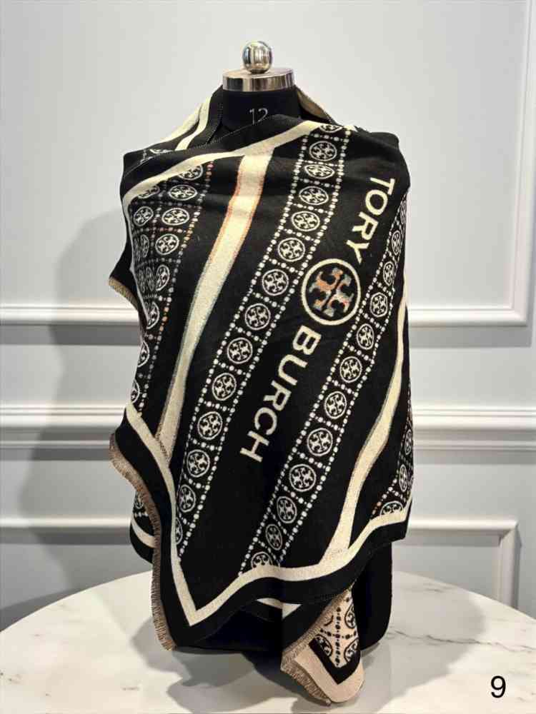 Tory Burch Designer Black Woollen Stole-3