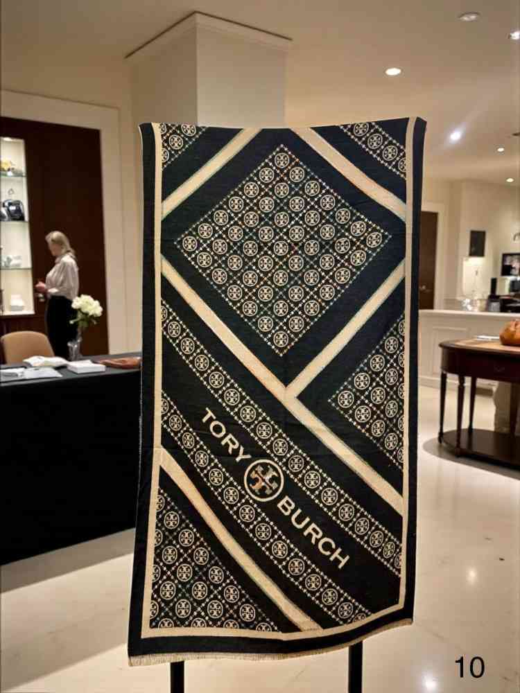 Tory Burch Designer Black/Brown Woollen Stole-thumb-2