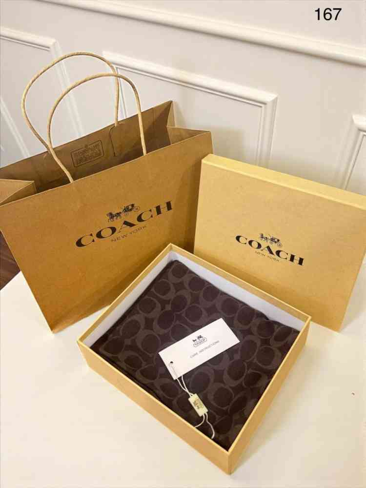 Coach Signature Brown C Border Woollen Stole-1