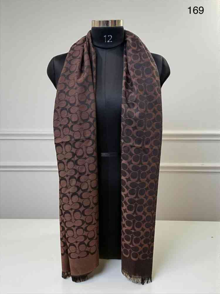 Black Coach Signature Beige C Border Woollen Stole