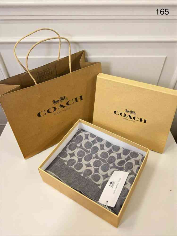 Coach Signature Grey C Border Woollen Stole-1