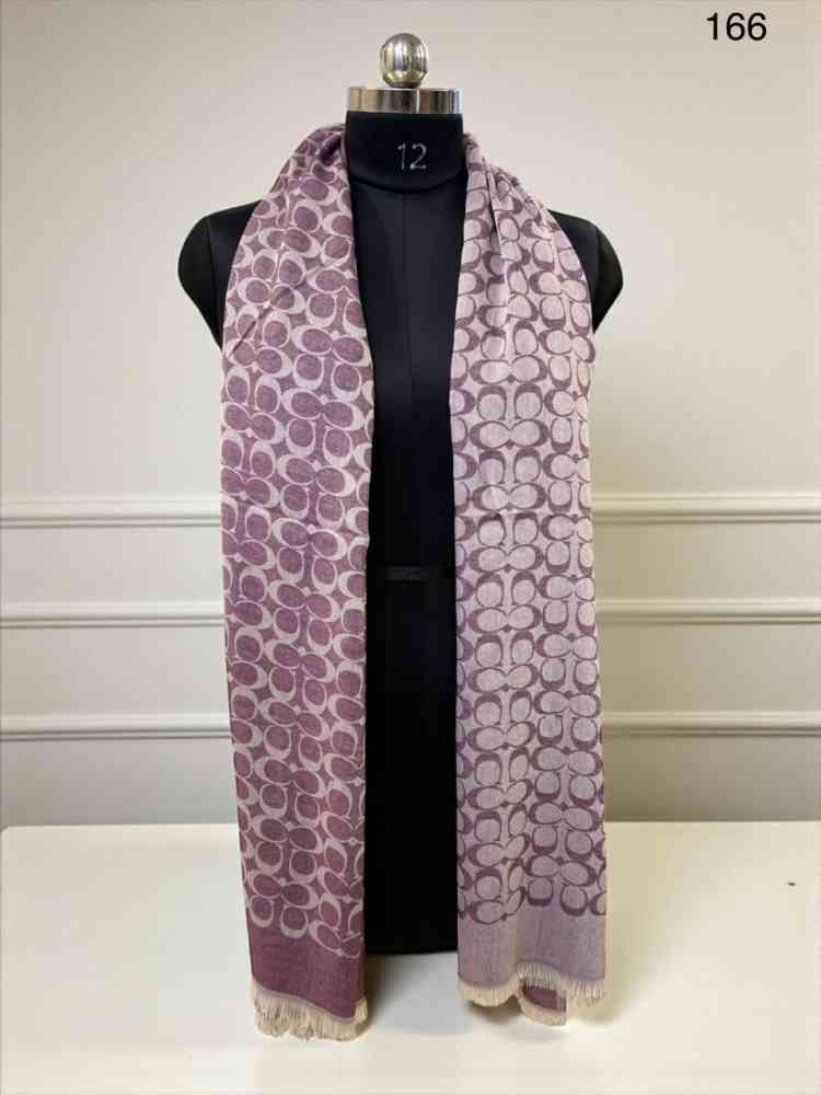 Purple Coach Signature Brown C Border Woollen Stole