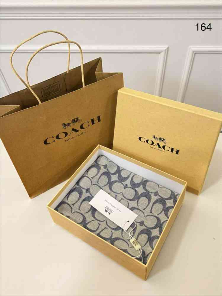 Coach Signature Blue C Border Woollen Stole-thumb-1