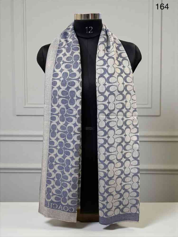 Blue Coach Signature Brown C Border Woollen Stole