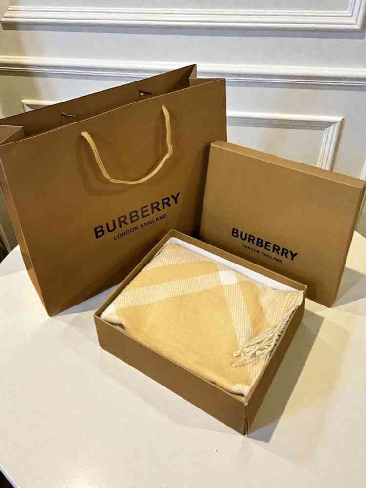 Burberry Check Cashmere Cream Stole-thumb-2