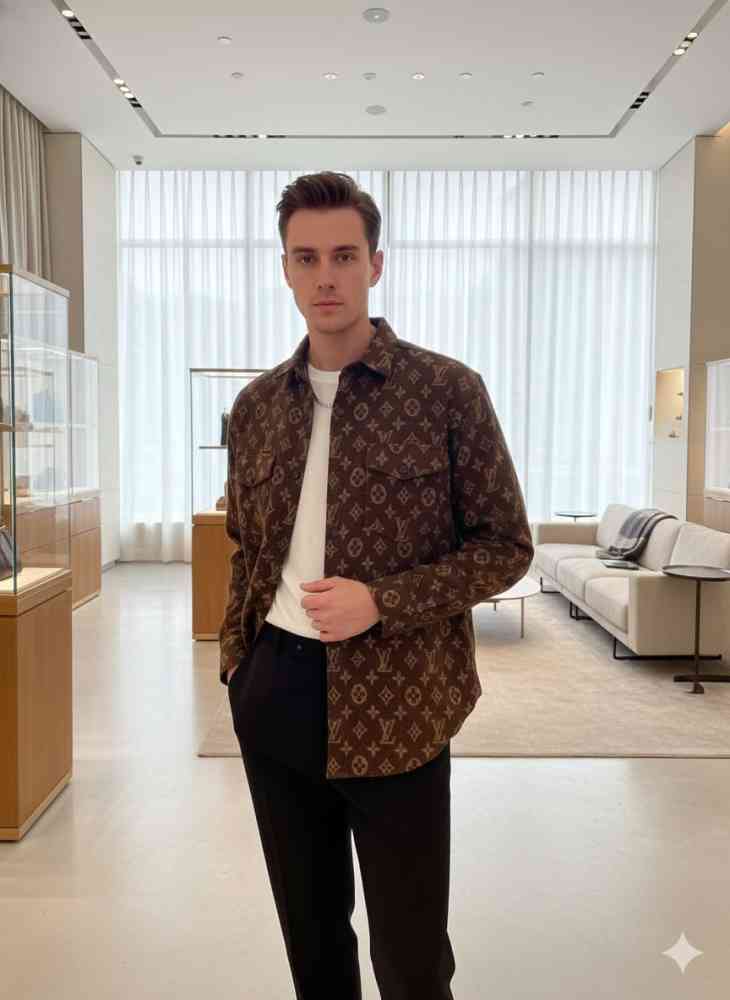Louis Vuitton Monogram Brown Premium Cotton Shirt-1