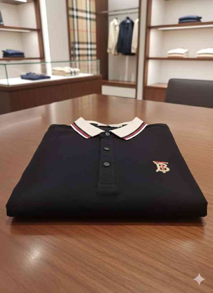 Burberry Black Premium Exclusive Polo T-shirt-thumb-2
