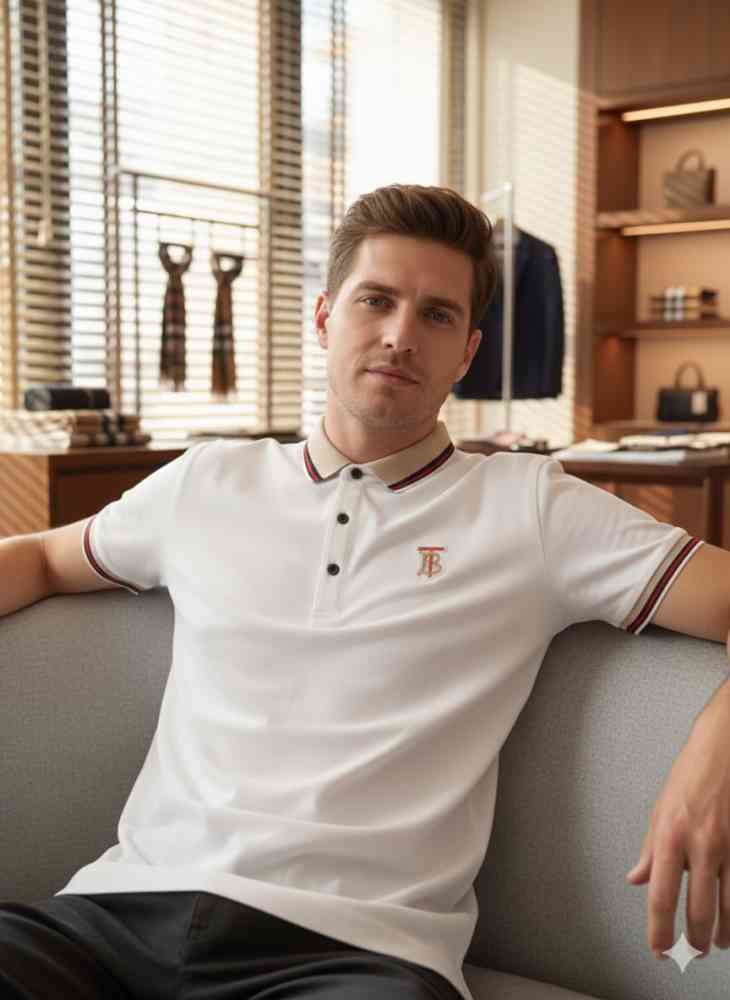 Burberry White Premium Exclusive Polo T-shirt-1