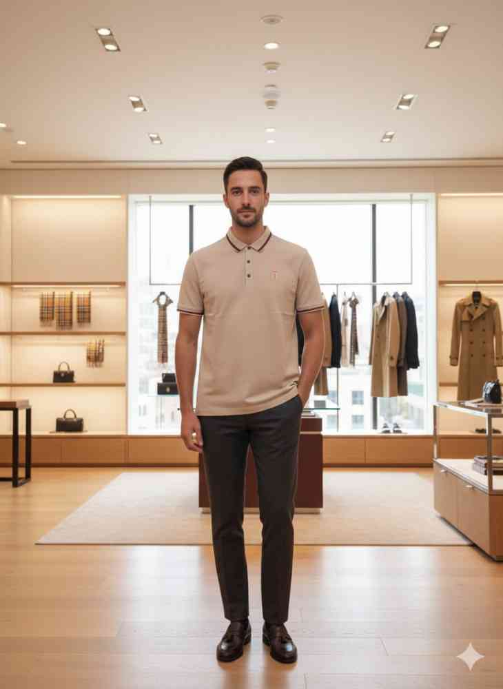 Brown Burberry White Premium Exclusive Polo T-shirt