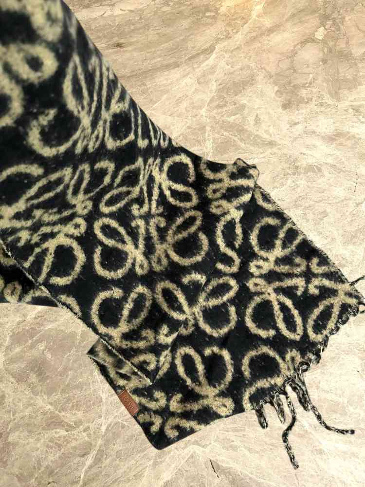 Loewe Anagram Black Woollen Stole-4
