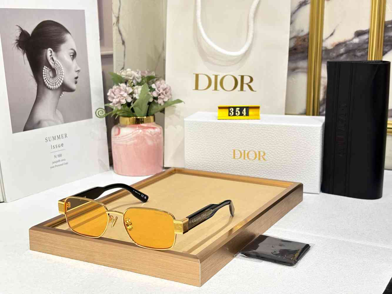 Golden Dior Grey Luxury Sunglasses