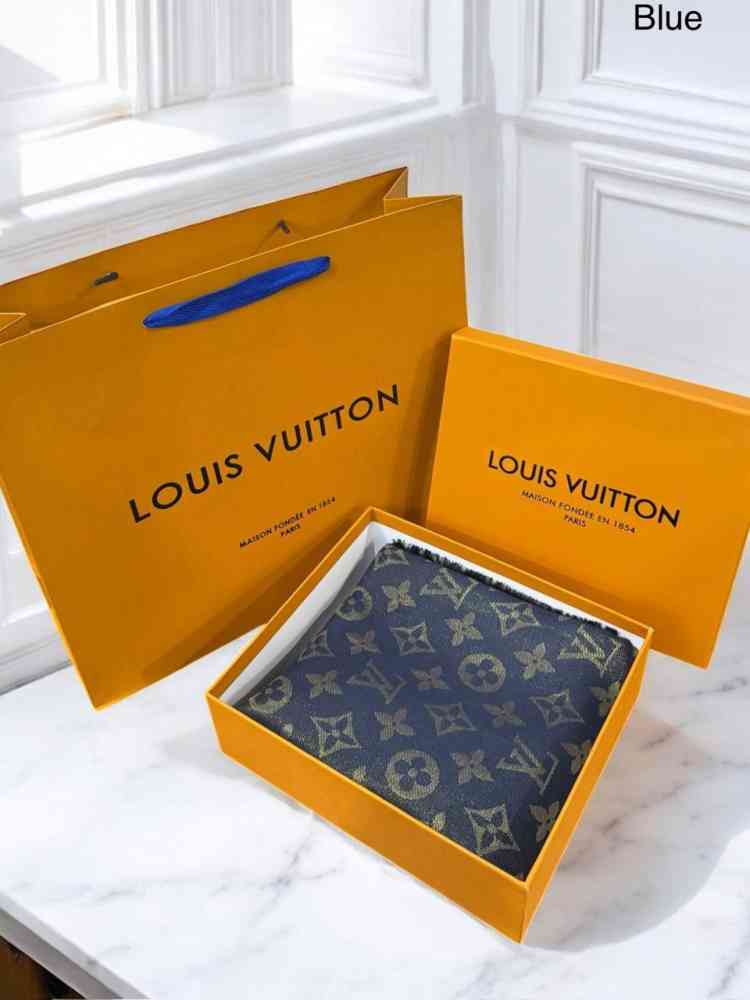Louis Vuitton Reversible Blue Shine Monogram Shawl-thumb-2