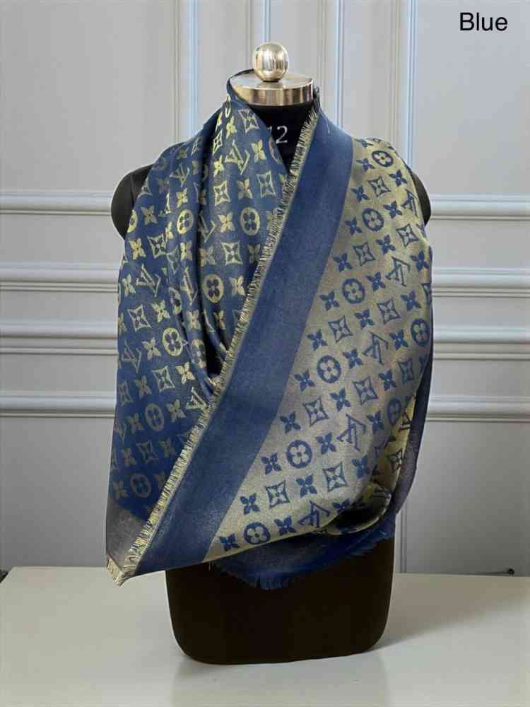 Louis Vuitton Reversible Blue Shine Monogram Shawl-thumb-1