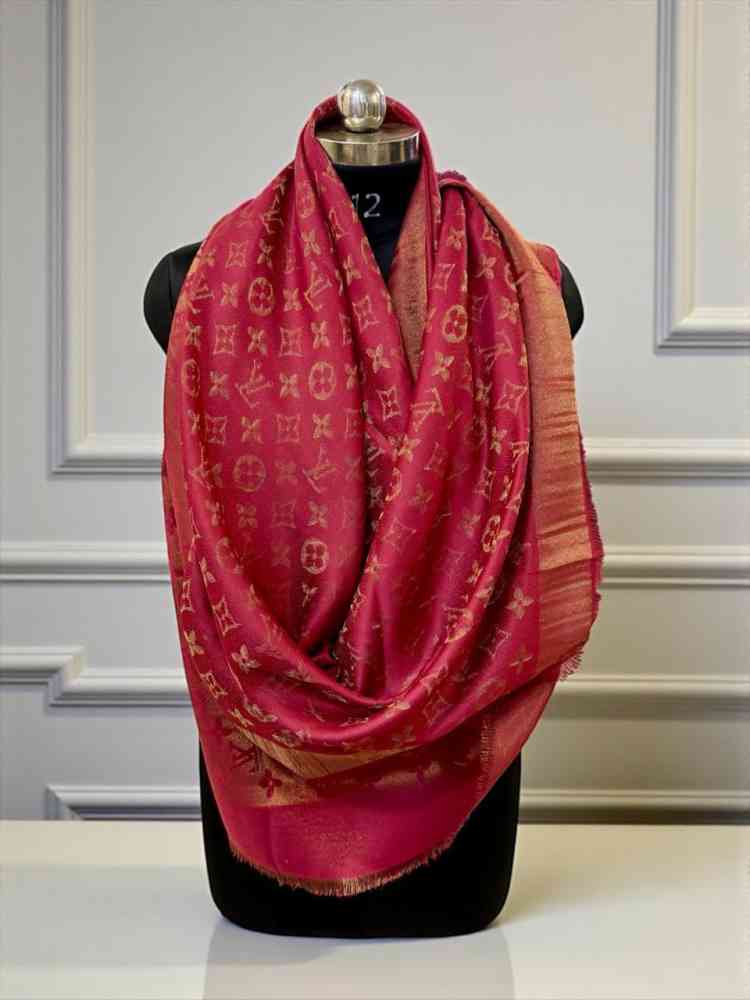 Louis Vuitton Reversible Red Shine Monogram Shawl-1