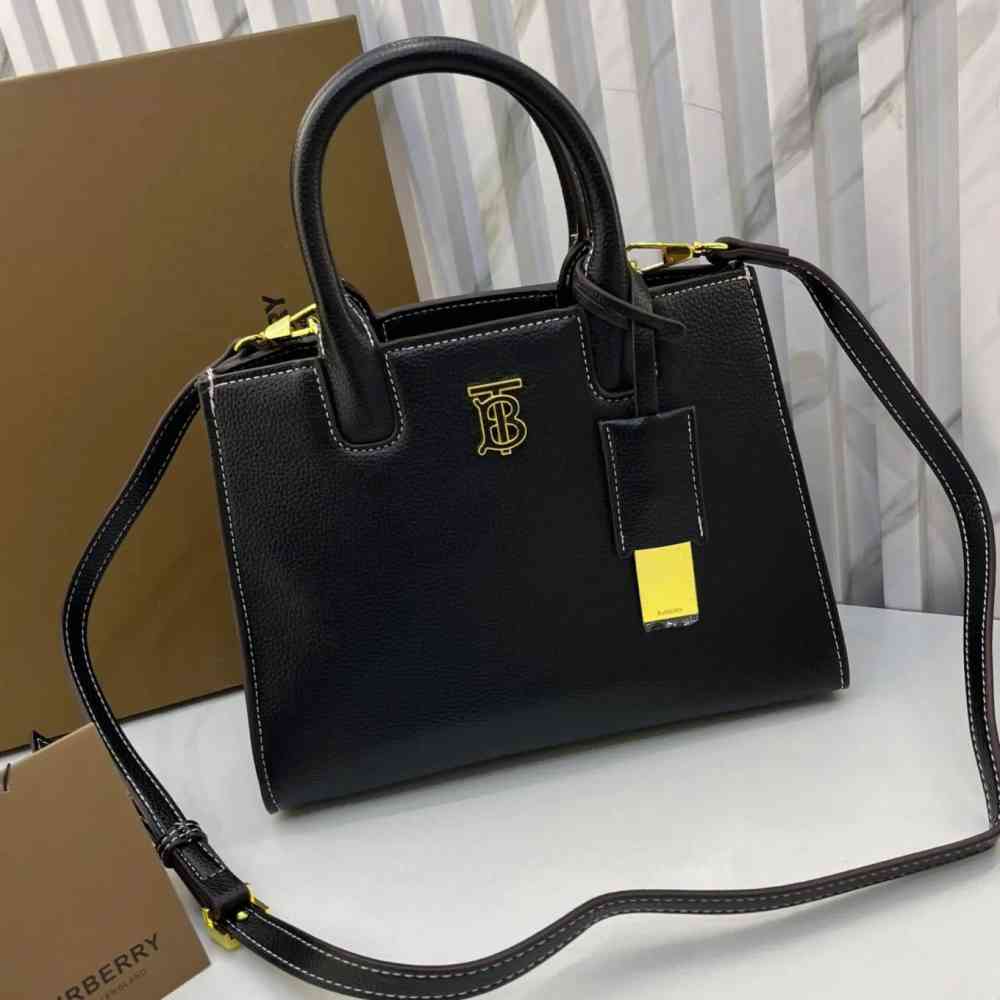 Black Burberry `tb` Beige mini tote Bag