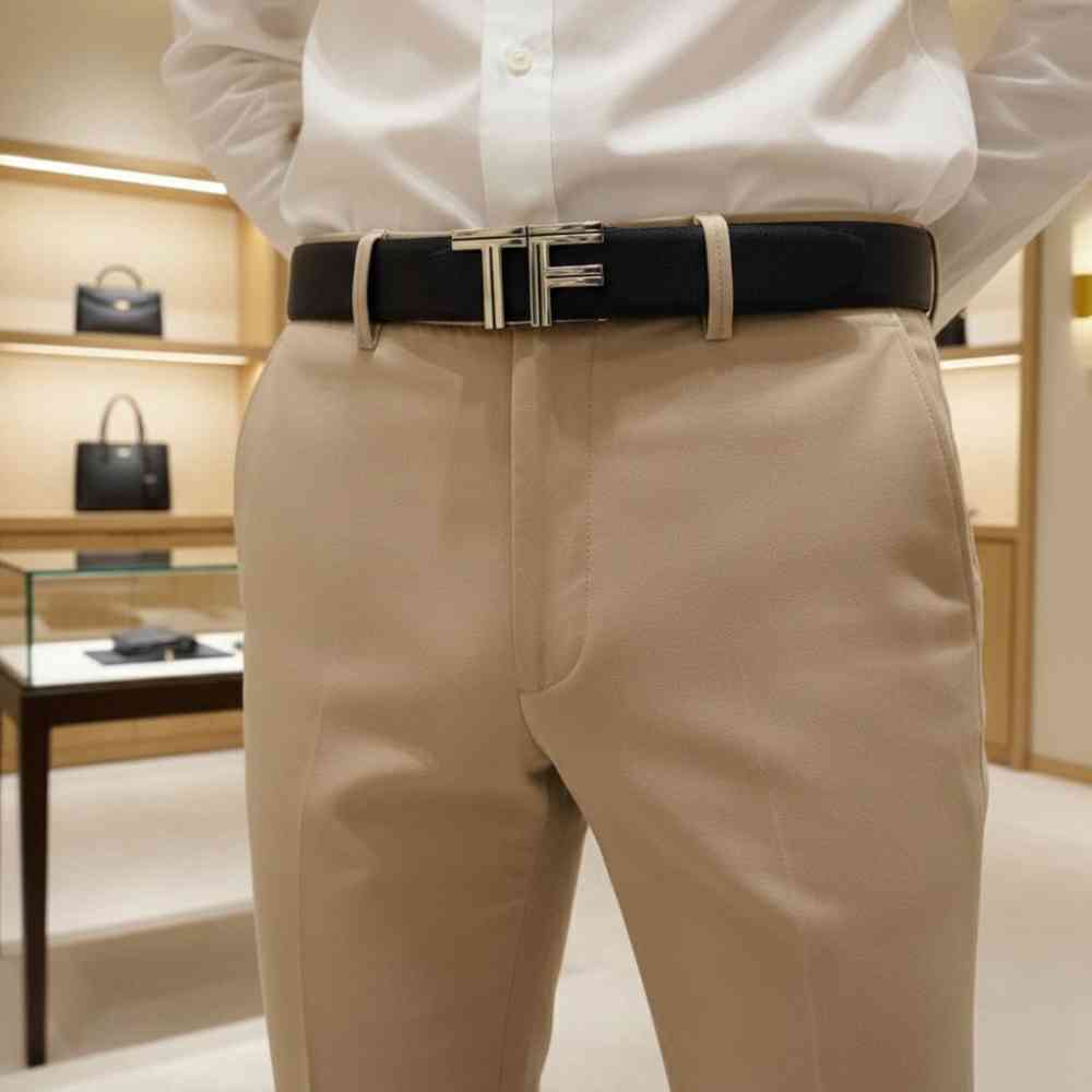 Tom Ford Silver Premium Quality Leather Belt-thumb-1