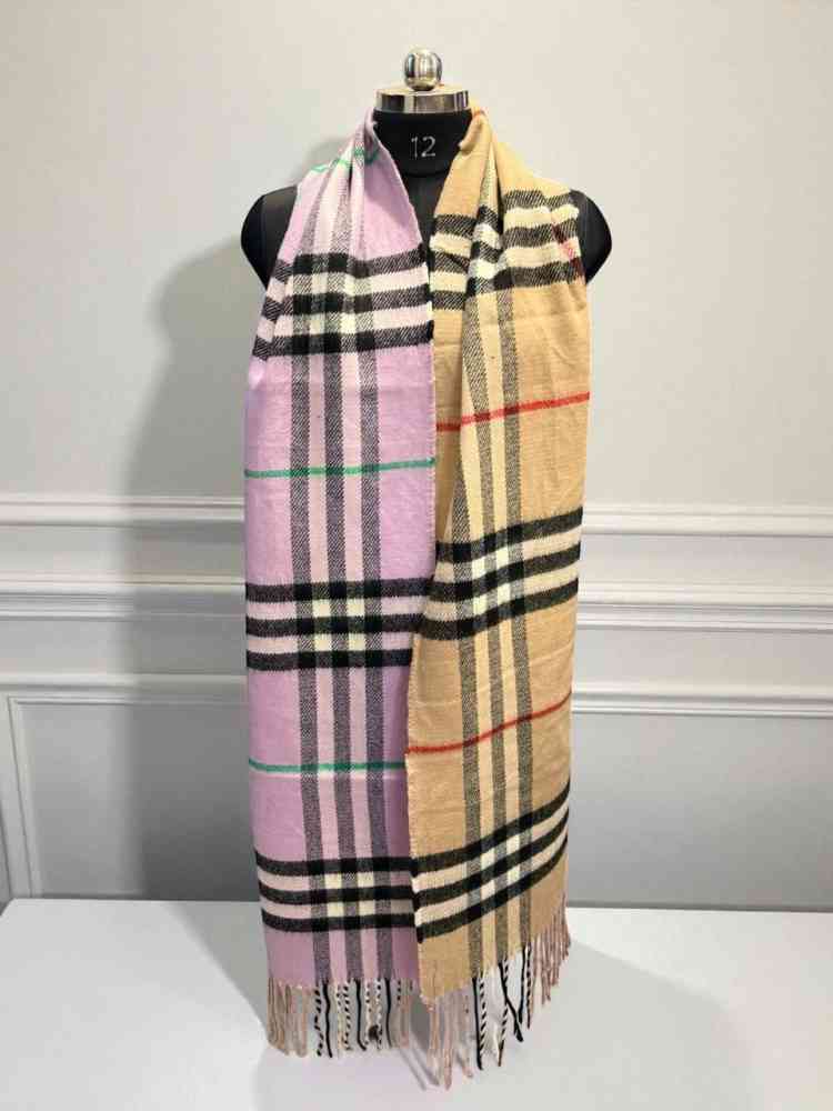 Pink Burberry Cashmere Orange Dual Tone Stole