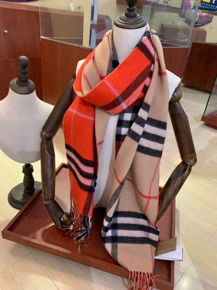 Burberry Cashmere Orange Dual Tone Stole-1