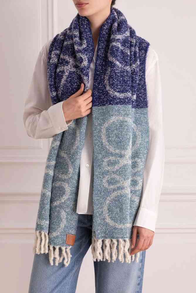 Blue Loewe Anagram Brown Woollen Stole