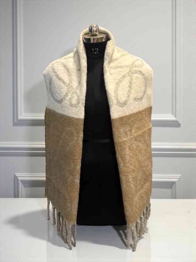 Loewe Anagram Beige Woollen Stole-thumb-0
