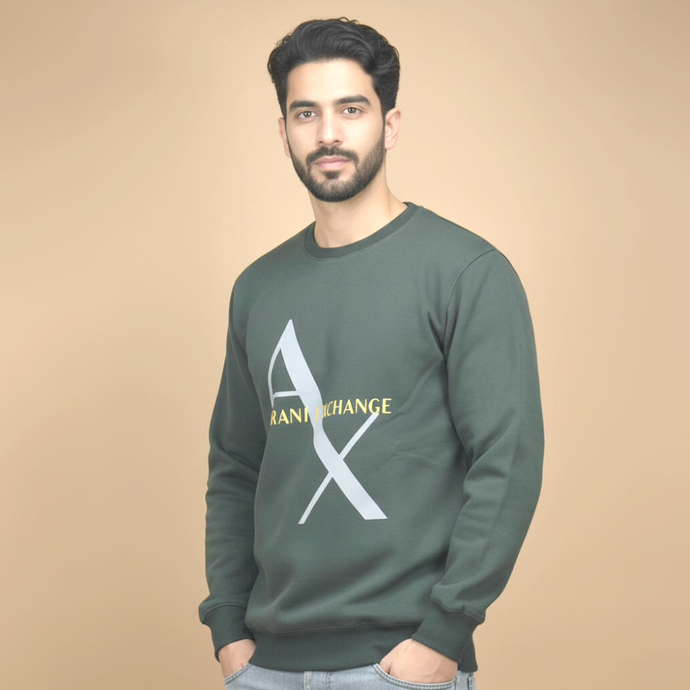 Dark Green Armani Exchange Army Green Premium Sweatshirt